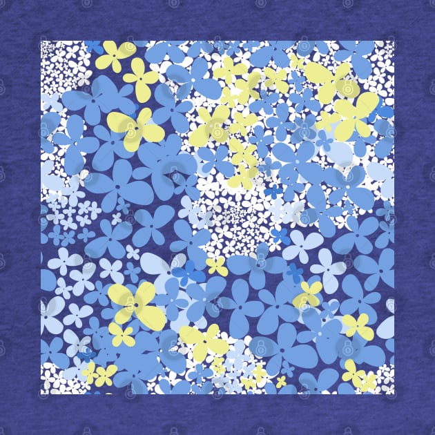 Wildflowers Seamless pattern. Flowering of small white flowers, blue, yellow. by KateQR